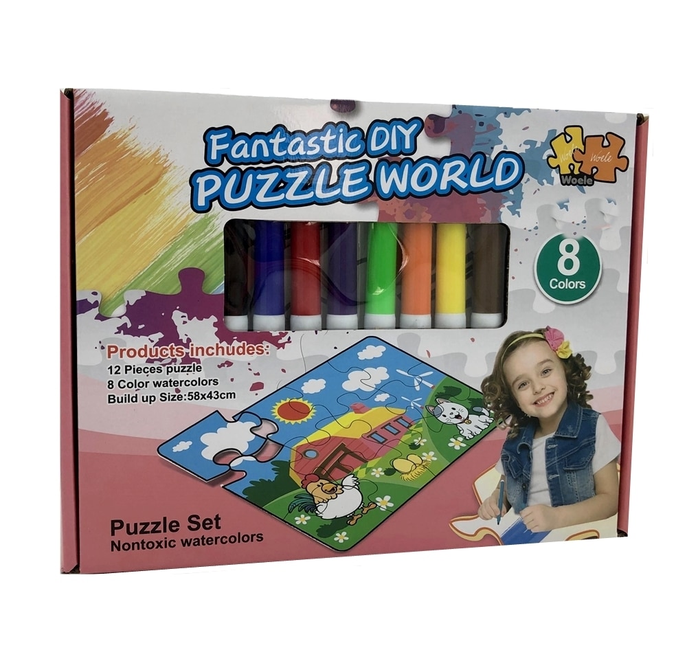 Puzzle koje se boje sa složenom slikom i flomasterima