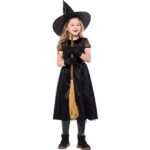 Crna veštica 13260 – duga Halloween haljina za decu – prikaz kostima