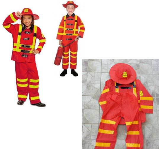 Kostim vatrogasca za decu – bluza, pantalone i kapa – prikaz kostima