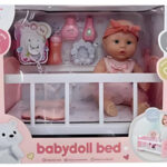 Baby Lovely lutka beba sa belim krevetićem i priborom – fotografija 1