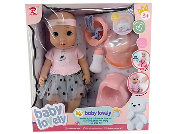 Baby Lovely lutka beba sa nošom i priborom za hranjenje – fotografija 1