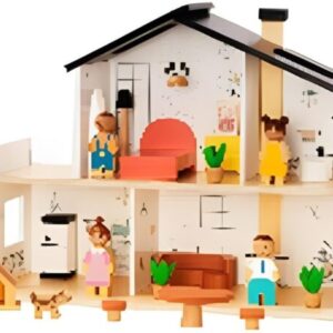 Tooky Toy drvena kućica za lutke sa nameštajem TP548 – fotografija 1